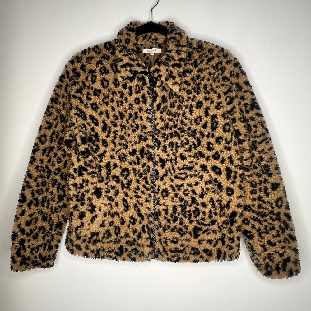 Madewell Leopard Sherpa Bomber Jacket Size XS - Picture 6 of 9